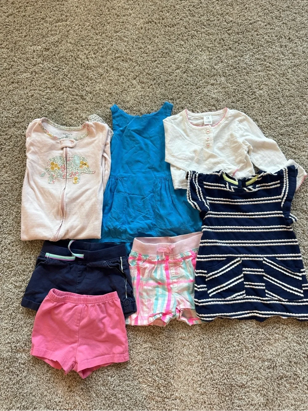 Baby Girl Clothing Bundle 18M Dresses Shorts Carter’s Cat & Jack Outfit Lot